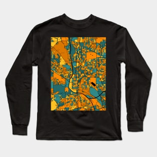 Colorado Springs Map Pattern in Orange & Teal Long Sleeve T-Shirt